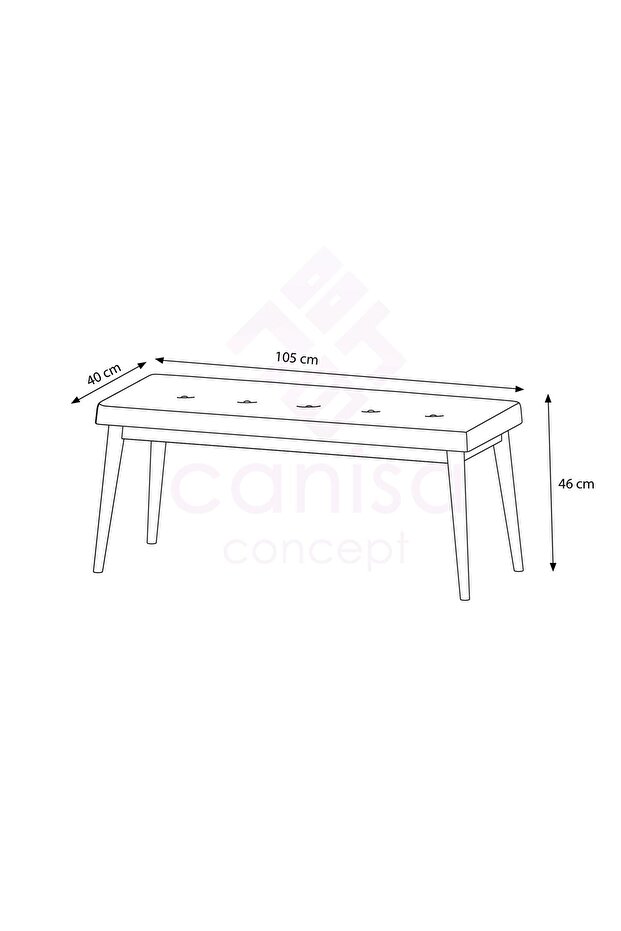 Pera Bench , Geniş Oturma Alanlı , 1. Sınıf Kumaş , Füme Bench , Siyah Gürgen Ayak - 4