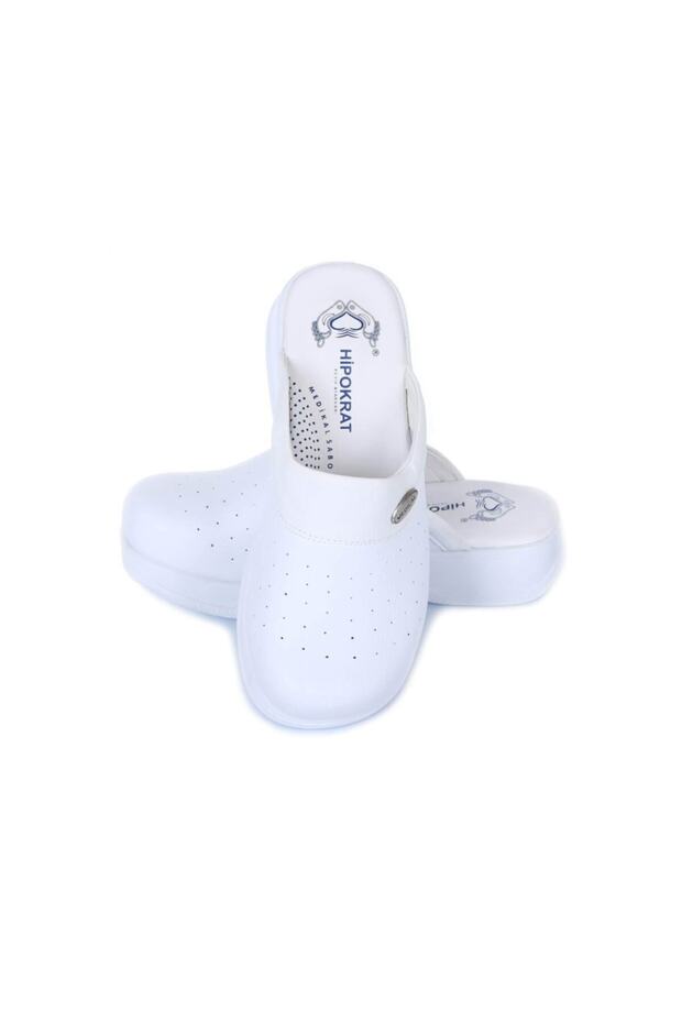 Düz Topuklu Hipokrat Beyaz Hemşire/doktor Sabo Nubuk Kısa Topuklu (1- 4 cm) Beyaz - 4