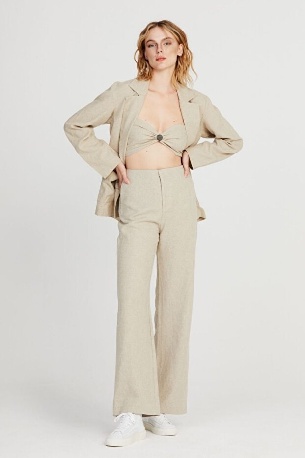 Women's Beige Buttoned Ava Bustier - 3