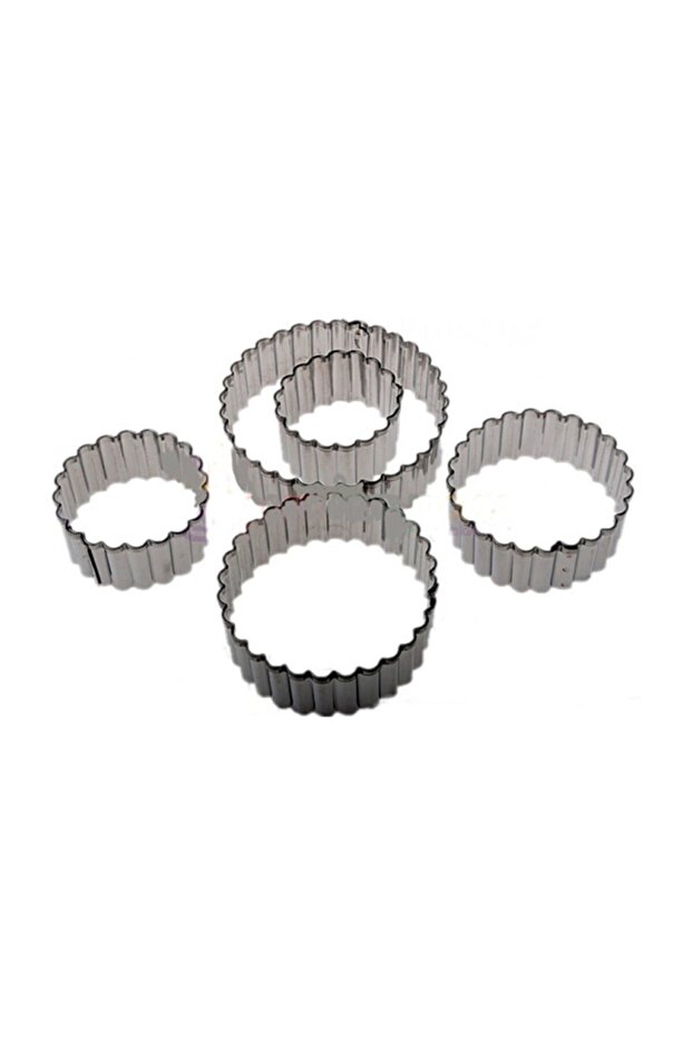 Cake Cookie and Pastry Mold Stainless Metal Set of 5 Round Serrated
