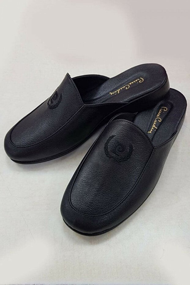 Erkek Siyah %100 Deri Damat Çeyizlik Terlik 289 - 1