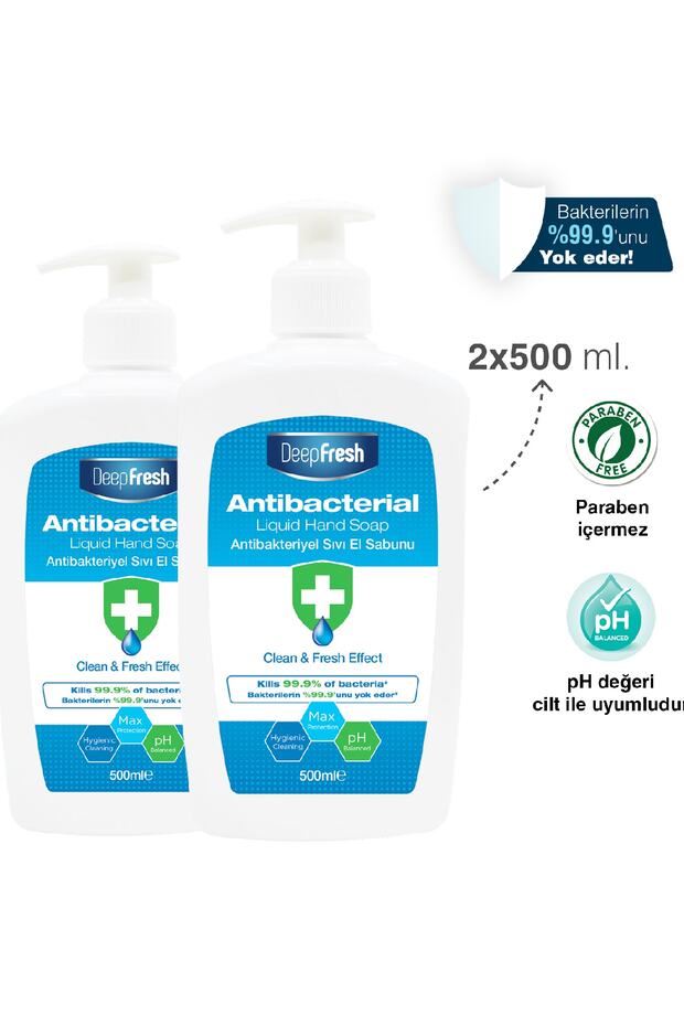 Antibakteriyel Sıvı Sabun 2 X 500 Ml & Islak Mendil 2 X 100 Yaprak - 2