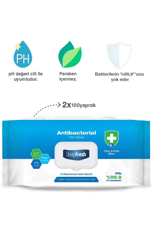 Antibakteriyel Sıvı Sabun 2 X 500 Ml & Islak Mendil 2 X 100 Yaprak - 3