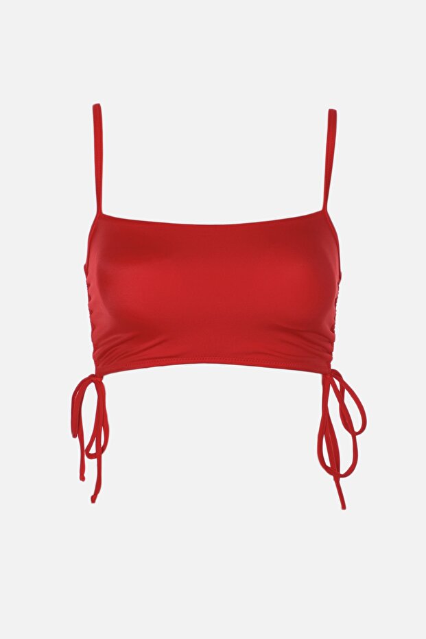 Kırmızı Tünelli Bralette Kaplı Bikini Üstü TBESS22BU0046 - 7