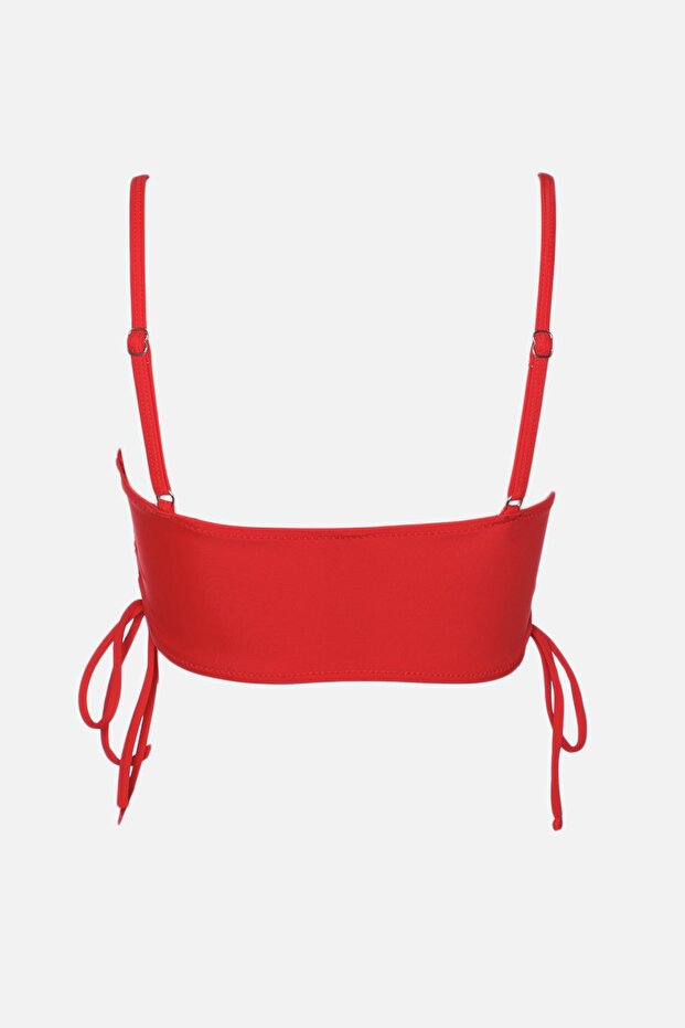 Kırmızı Tünelli Bralette Kaplı Bikini Üstü TBESS22BU0046 - 8