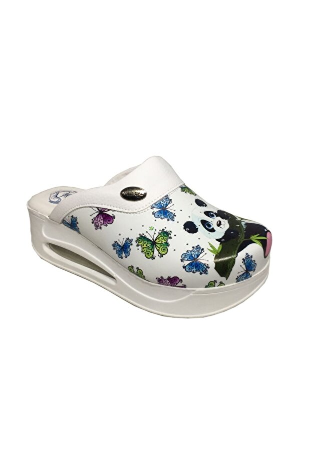 Medium Heels (5-9 cm) Hippokrat Air Sole Full Orthopedic Sabo Slippers White Thick Heels