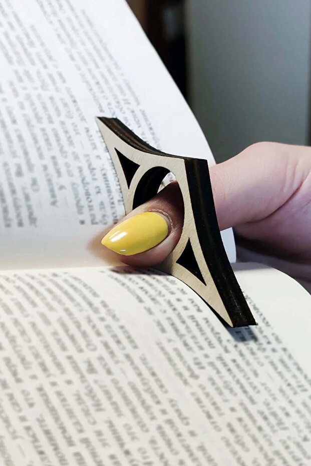 Perforated Page Finger Holder Wooden Apparatus Between Books