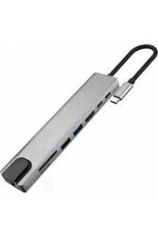 Type C 8 Port Adaptör 4k Hdmı - Usb 3.0 - Type-c Kart Okuyucu - Gigabit Eternet - 1