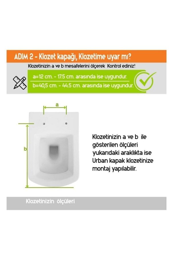 Yavaş Kapanan Tak Çıkar Hijyenik Kare Klozet Kapağı - 3