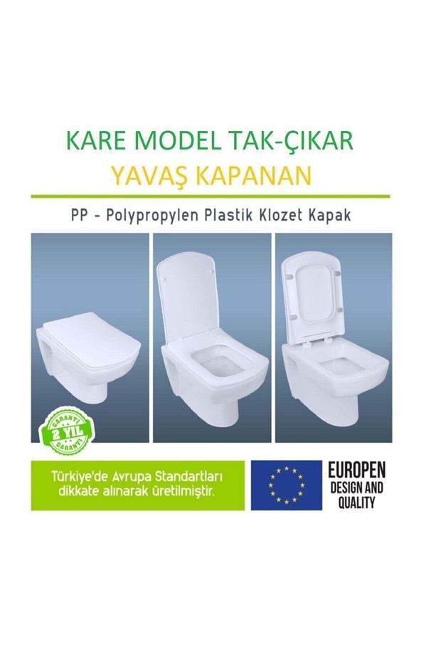 Yavaş Kapanan Tak Çıkar Hijyenik Kare Klozet Kapağı - 4
