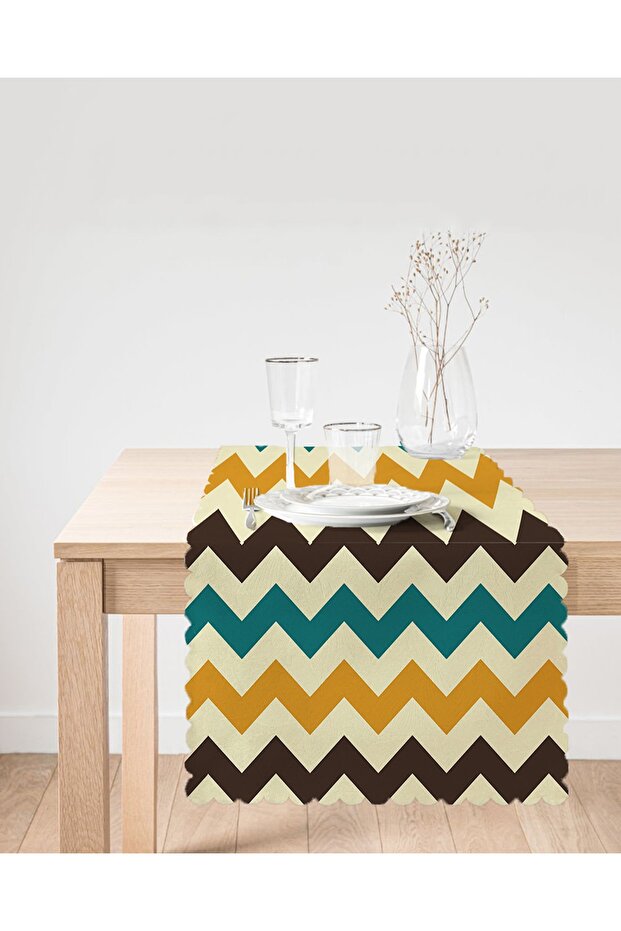 Modern Zigzag Pattern Digital Printed Decorative Runner - 2