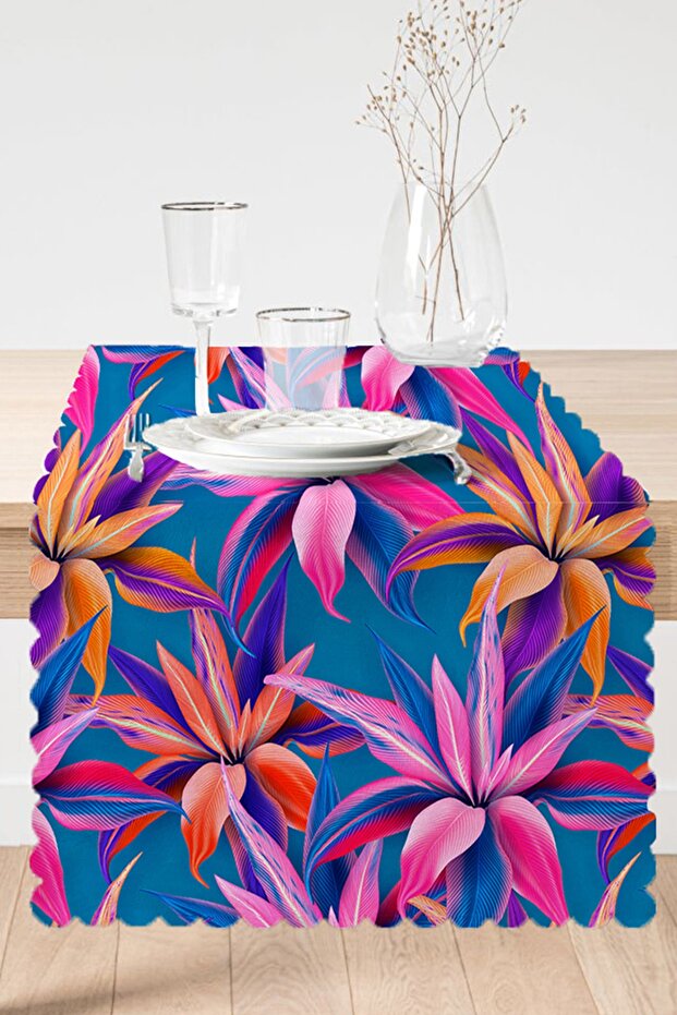 Blue Background Leaves Specially Designed Runner - 2