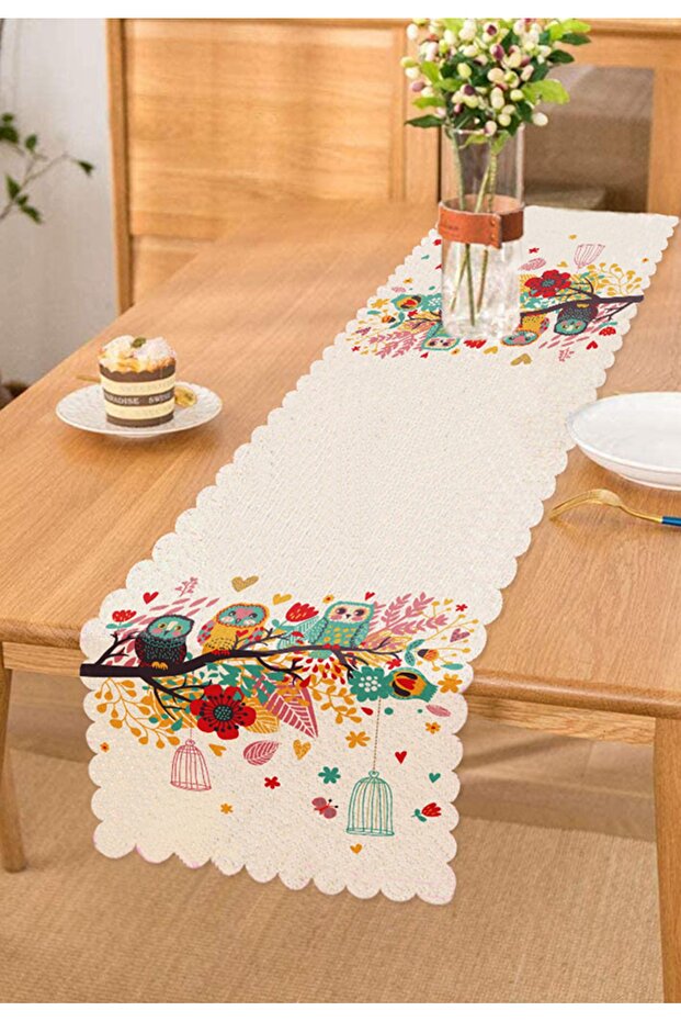Owl Patterned Digital Printed Decorative Runner - 1