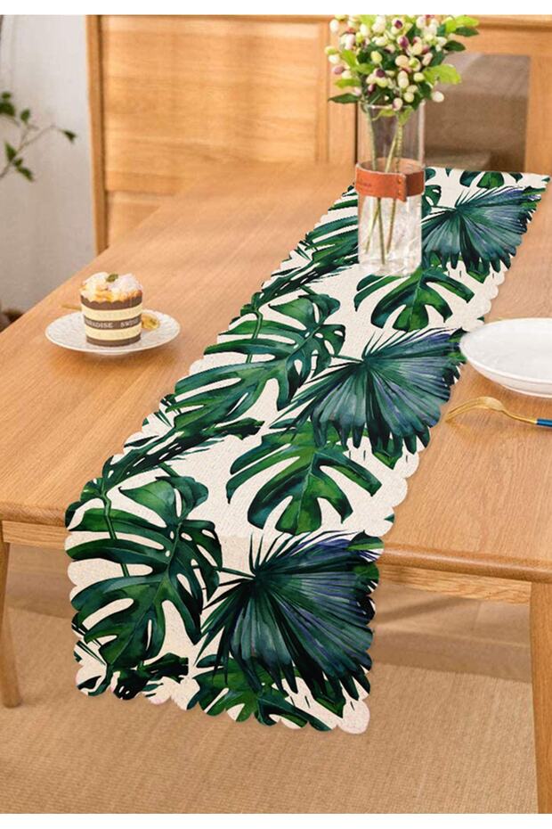 Leaf Pattern Digital Printed Runner - 1