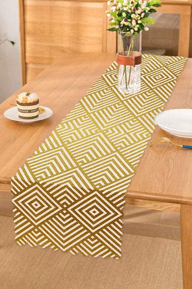 Special Design Runner with Geometric Gold Embossed Pattern - 1
