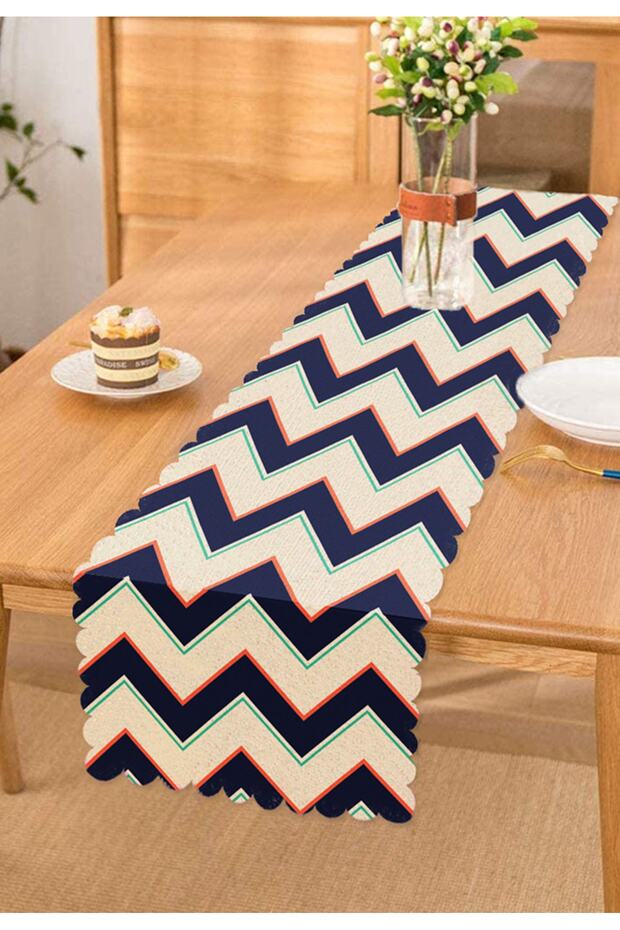 Colorful Zigzag Patterned Digital Printed Decorative Runner - 1