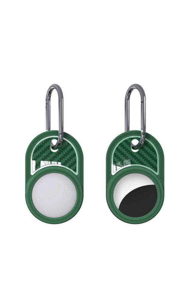 Silicone Keychain Case with Clasp Carbon Pattern 05 Green