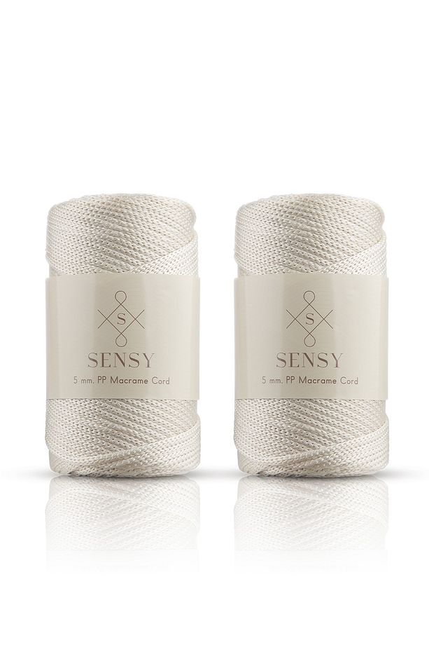 Premium Polyester Makrome Ipi 5 Mm Pp Cord 2li Set Ekru, Jumbo Ip, Makrame, Supla,çanta Ipi - 1