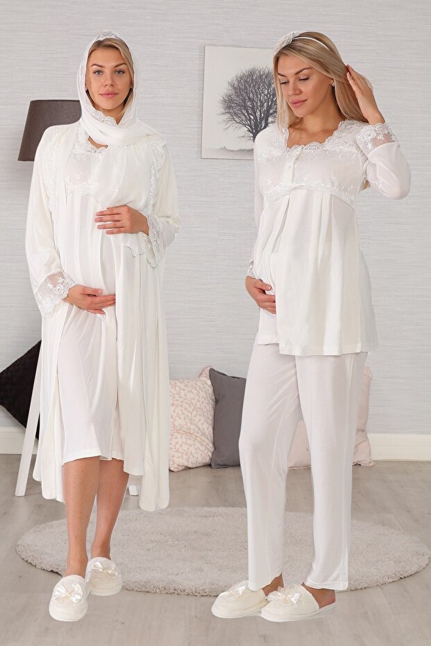 Maternity Maternity 2406 Ecru Maternity Maternity Set of 7 with Hijab