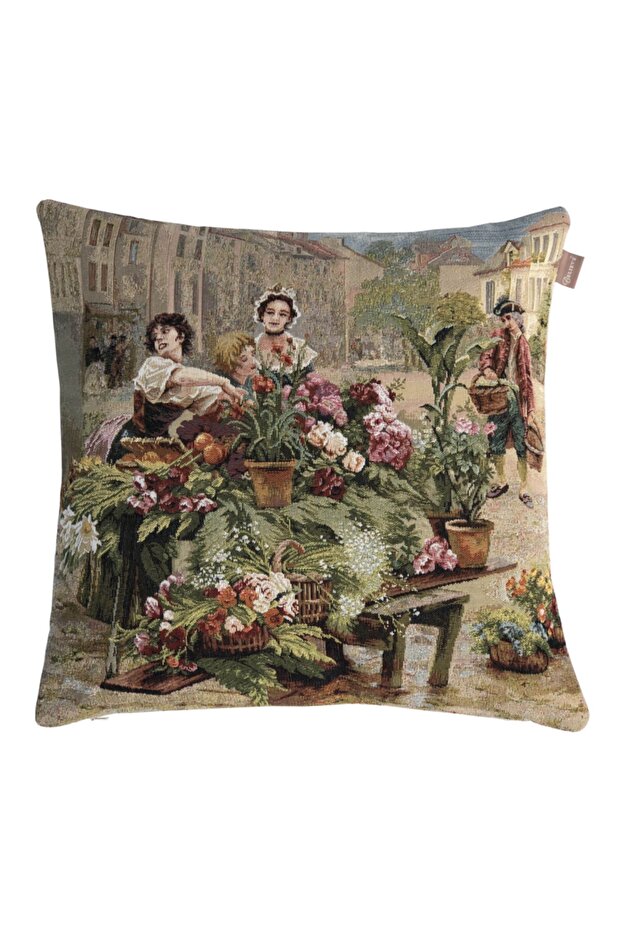 Flower Girl Tapestry Throw Pillow 45 X 45 cm