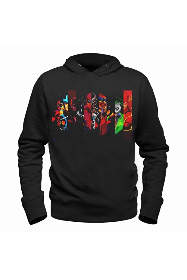 سويت شيرت أسود مطبوع عليه Marvel للأطفال من الجنسين