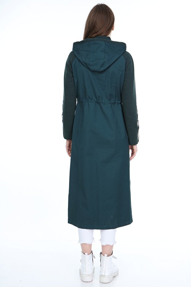 Kadın Yeşil Kapitone Kaban - 6