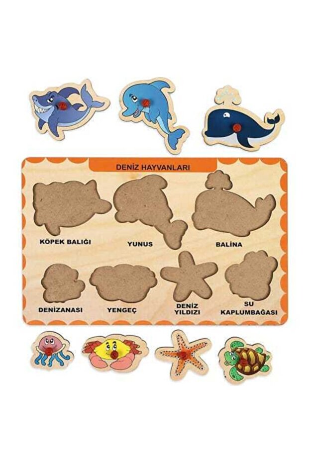 4 Adet Ahşap Tutmalı Eğitici Yapboz Puzzle Seti-6 - 5