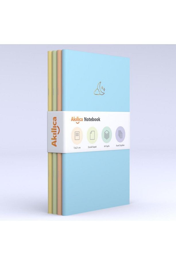 Notebook 4'lü Defter Set Kareli Soft Pastel Notebook 13,5x21 Cm - 1