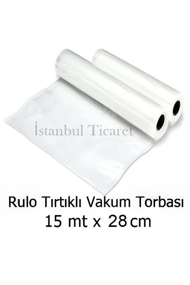 Rulo Tırtıklı Vakum Torbası-poşeti 15 Mt X 28 Cm - Çift Yüzey Tırtıklı - 1