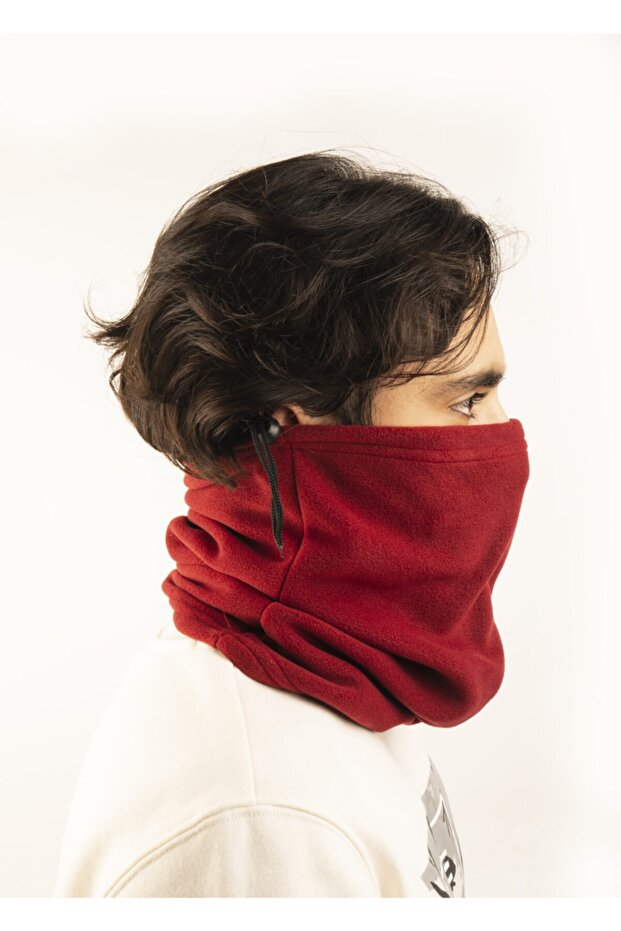 Unisex Claret Red Fleece Neck Collar