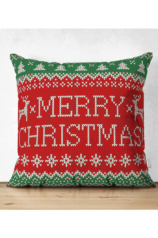 Double Sided Merry Christmas Motif Digital Printed Suede Pillow Cushion Cover