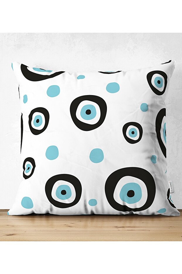 Double Sided Evil Eye Beaded Digital Printed Modern Suede Pillow Case