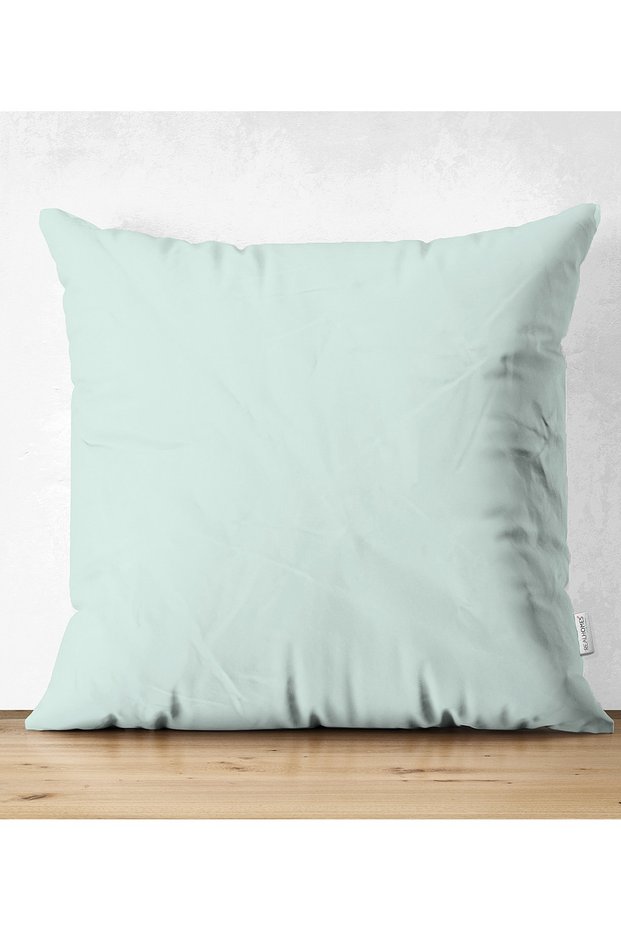 Double Sided Mint Green Colored Digital Printed Decorative Suede Pillow Throw Pillow Cover