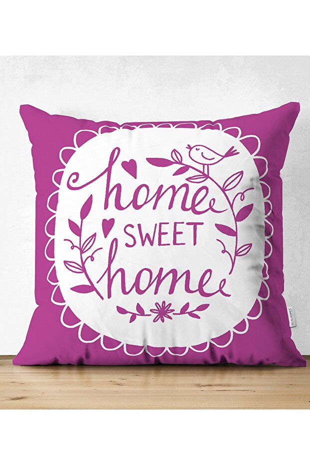 غطاء وسادة من جلد الغزال المزخرف مزدوج الجوانب مطبوع رقميًا من Home Sweet Home