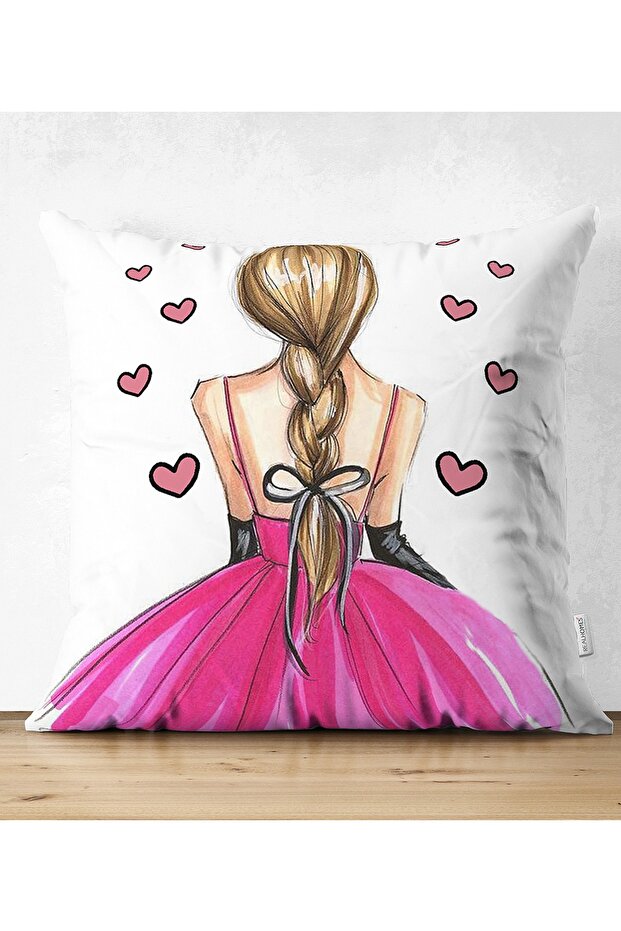 Double Sided Ballerina Girl Drawing Digital Printed 3D Decorative Suede Pillow Throw Pillow Cover