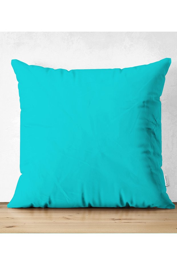 Double Sided Turquoise Colored Digital Printed Decorative Suede Pillow Cushion Cover