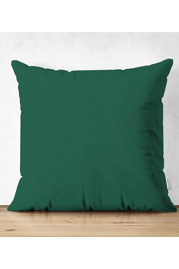 Double Sided Plain Dark Green Colored Digital Printed Suede Pillow Throw Pillow Cover