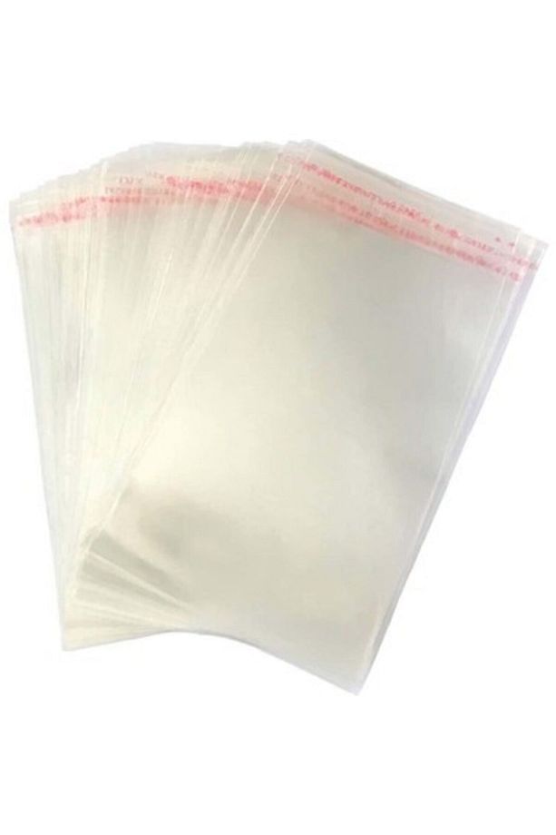 15x30 +5 cm Şeffaf Bantlı Jelatin Torba Yapışkanlı Poşet 100 Adet - 1