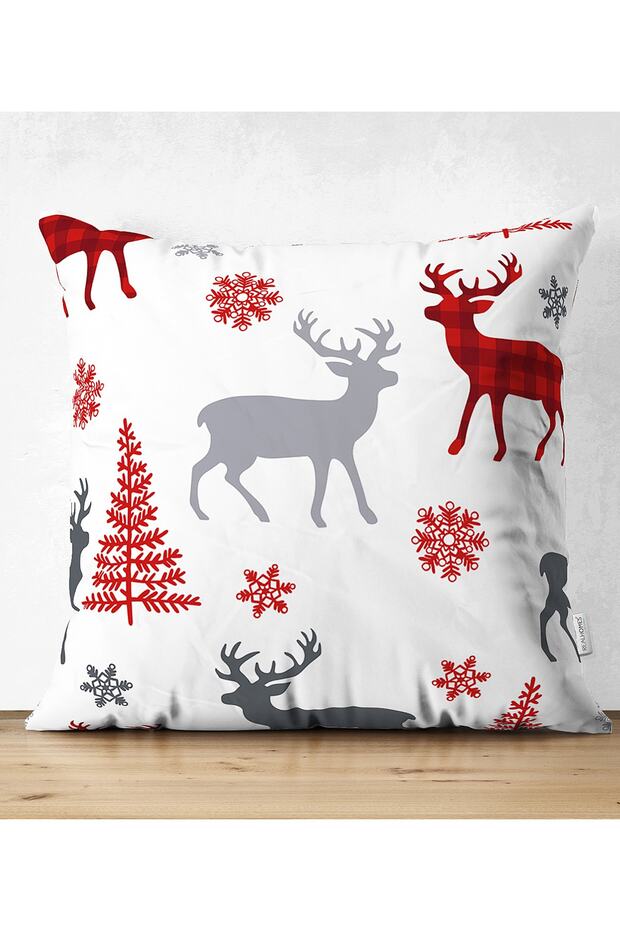 Double Sided New Year's Motifs on White Background Digital Printed Suede Pillow Throw Pillow Cover