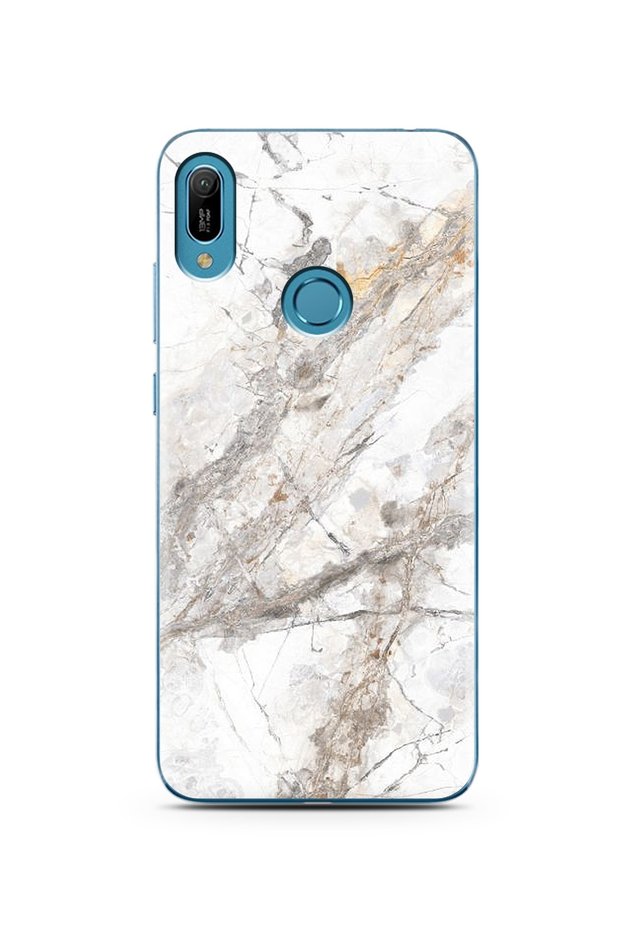 Super Transparent Silicone Phone Case with White Marble Design Huawei Y6 Prime (2019)