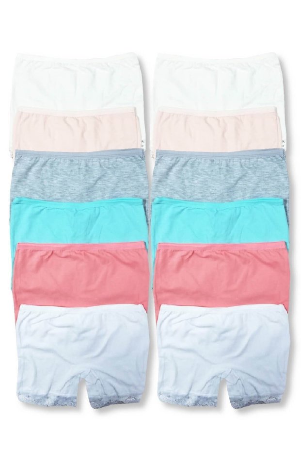 Girl's Multicolored Lycra Boxer Set of 6