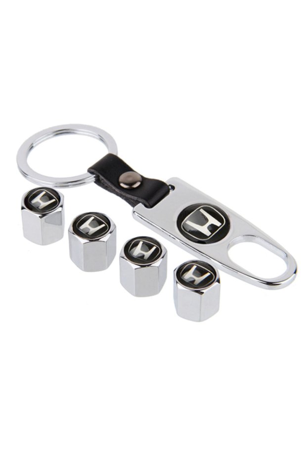 Honda City 2021 Stainless Steel Valve Cover and Keychain Set Chrome Color