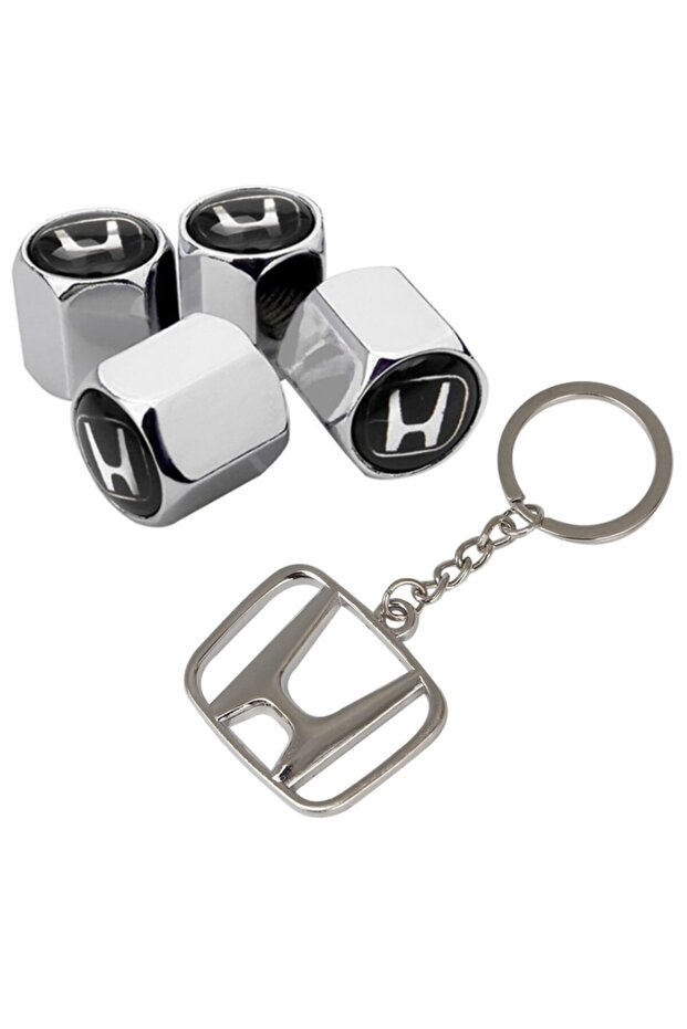 Honda Stream Chrome Color Valve Cover 4 Pieces and Chrome Keychain