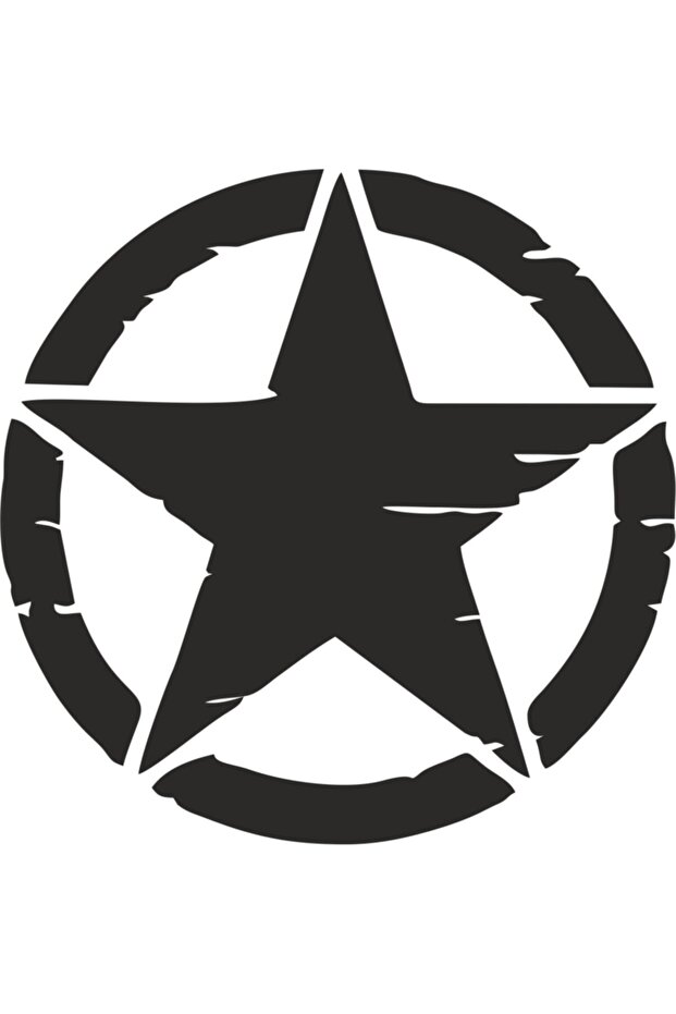 2 Pieces Army Star, Military Star Off Road Sticker Black 30 cm