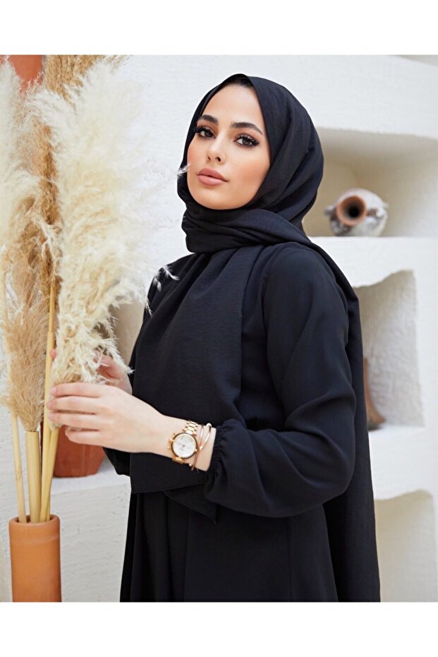 شال جاز قطن أسود نسائي