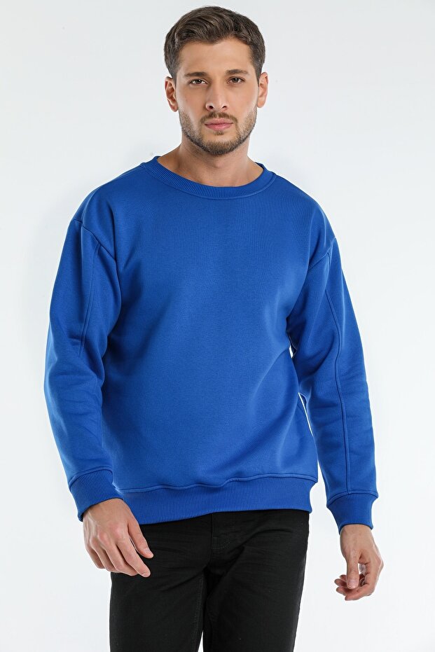 Men's Blue Relaxed Fit Sweatshirt - Al-sw0002