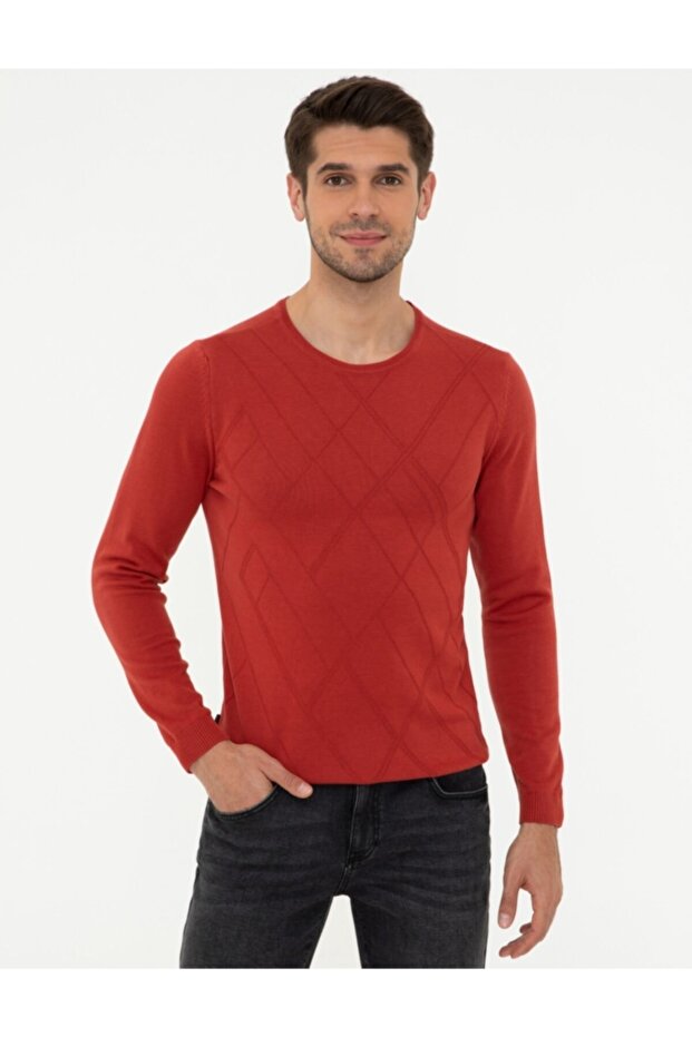 Tile Slim Fit Crew Neck Knitwear Sweater