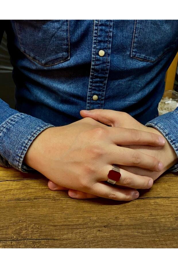 Takılingo Kırmızı Akik Taşlı Sade 925 Ayar Gümüş Erkek Yüzük - Fiyatı ...