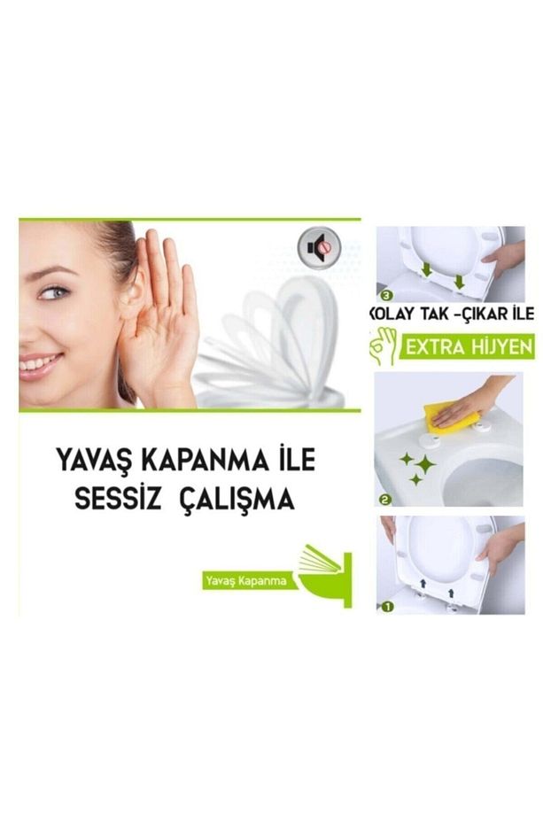 Yavaş Kapanan Tak Çıkar Hijyenik Kare Klozet Kapağı - 2