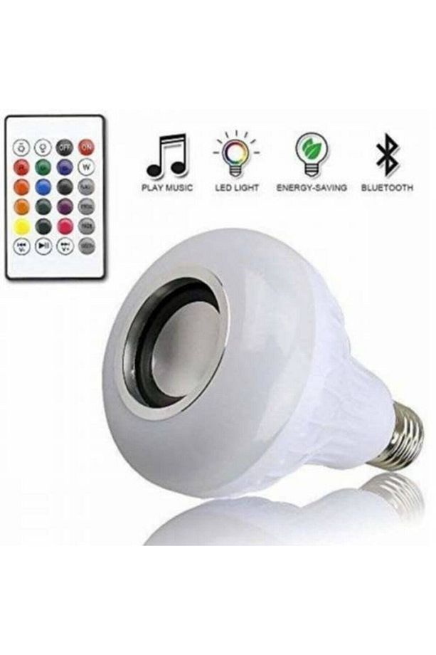 Gece Lambası Bluetooth Hoparlör Rgb Ledli Lamba Kumandalı Mp3 Çalar Ampul Renkli Ampul - 1